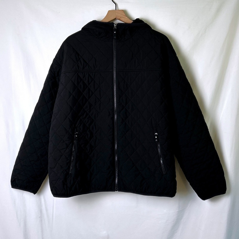ZeroXposur Mens Quilted Fleece Lined Hooded Jacket Size XL Black Lightweight